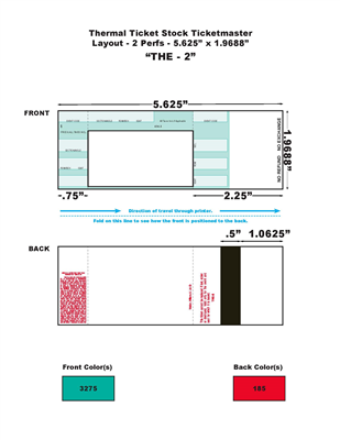 Ticketmaster Thermal Ticket Stock - Colored, 2 Perfs with Disclaimer