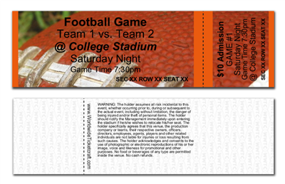 Horizontal Reserved Seating Football Tickets