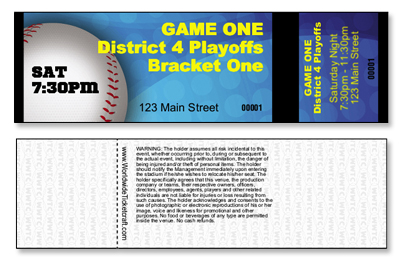 Baseball Tickets - General Admission - Horizontal