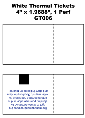 White Thermal Tickets - 2" x 4" / 1 Perf 