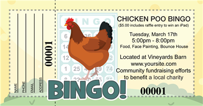Chicken Poo Bingo Raffle Tickets